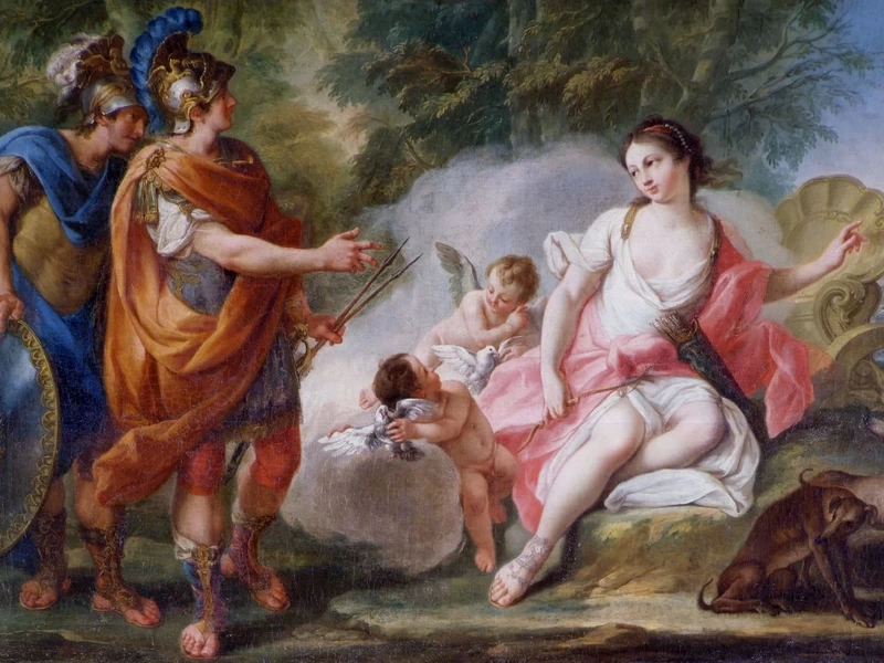 1742-Vincenzo Guarana - Enea e Acate parlano con Venere sotto le sembianze di cacciatrice